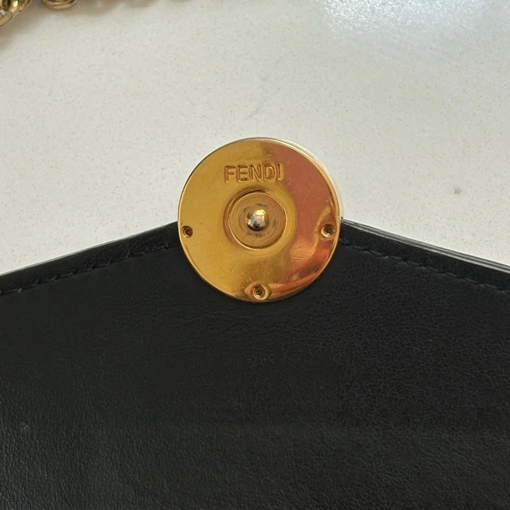 Fendi Black and Gold Crossbody Bag with Envelope Design - Picture 9 of 12